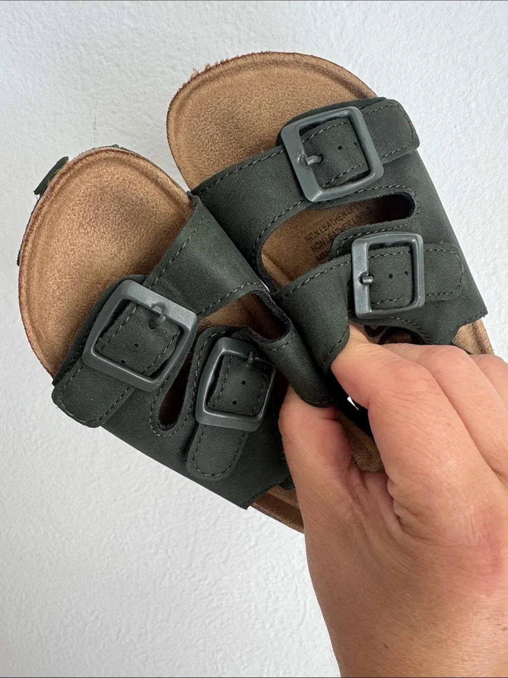 Cotton On Kids Adjustable Birkenstock like Buckle Sandals - Dark Green